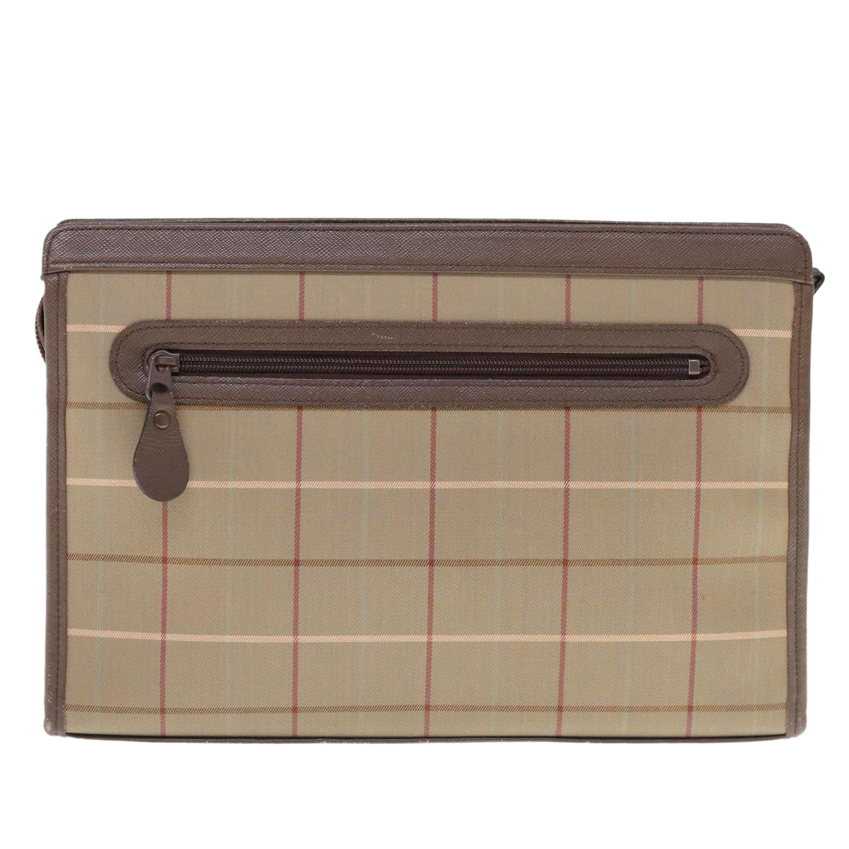 BurberrySs Nova Check Clutch Bag Nylon Canvas Beige Auth ac2672