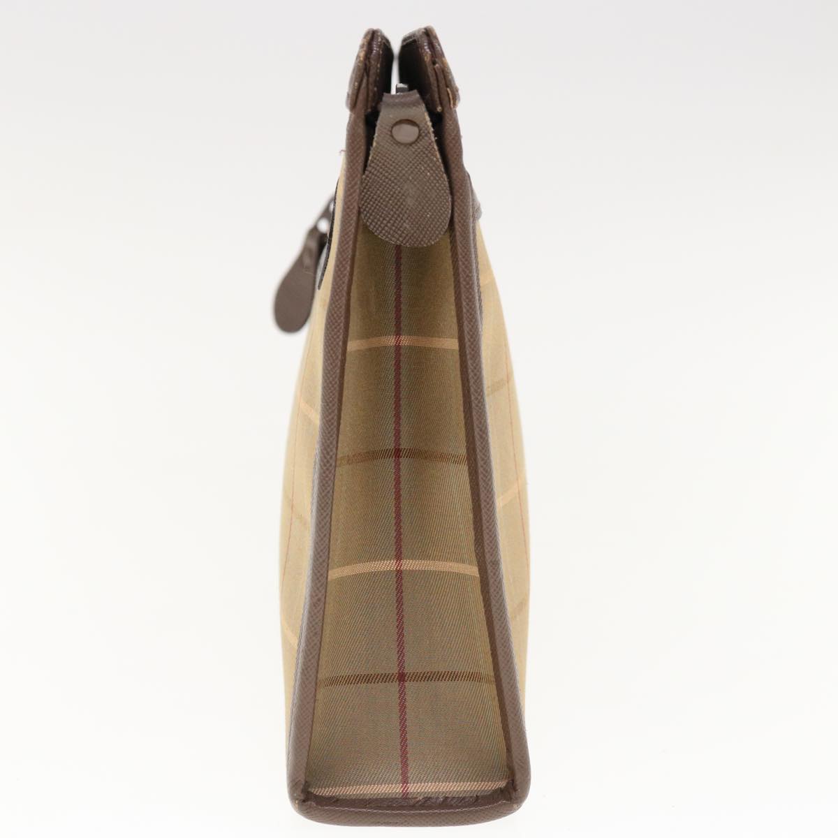 BurberrySs Nova Check Clutch Bag Nylon Canvas Beige Auth ac2672