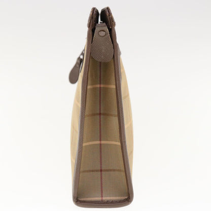 BurberrySs Nova Check Clutch Bag Nylon Canvas Beige Auth ac2672
