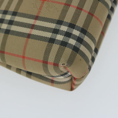 BurberrySs Nova Check Clutch Bag Nylon Canvas Beige Auth ac2674