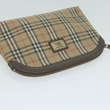 BurberrySs Nova Check Clutch Bag Nylon Canvas Beige Auth ac2674