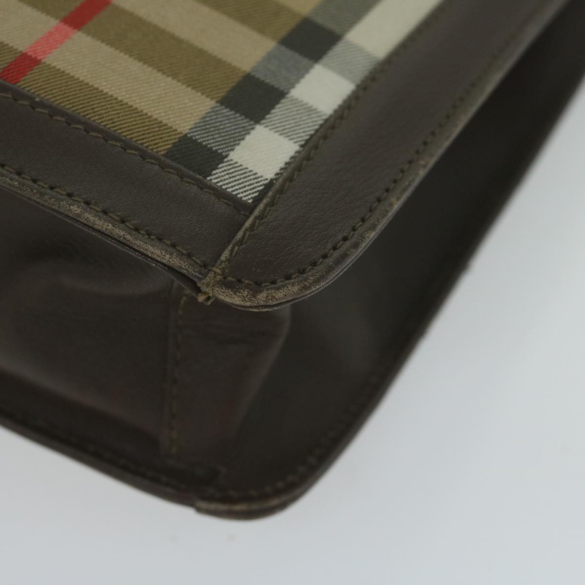 BurberrySs Nova Check Clutch Bag Nylon Canvas Beige Auth ac2675