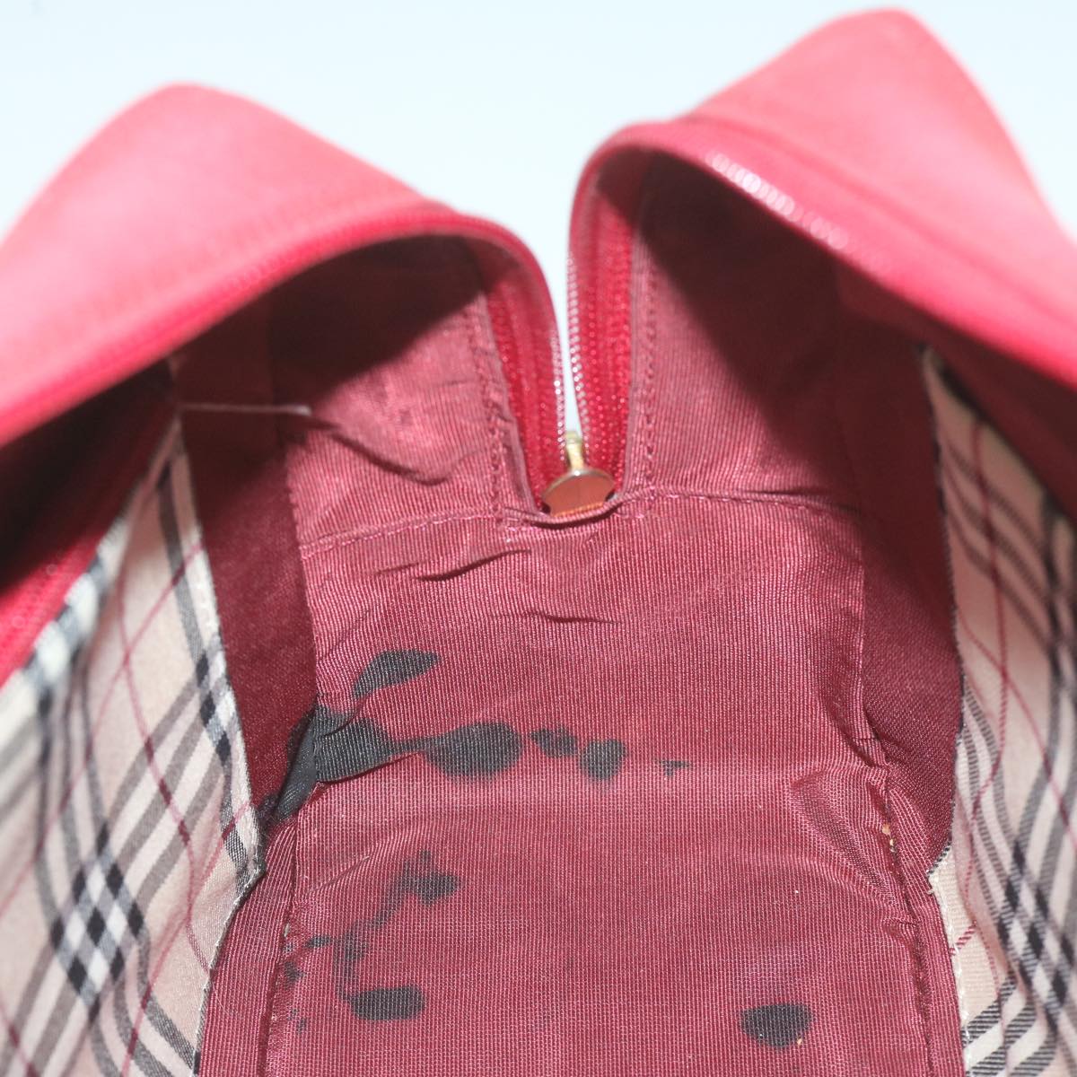 Burberry Shoulder Bag Leather Red Auth ac2696