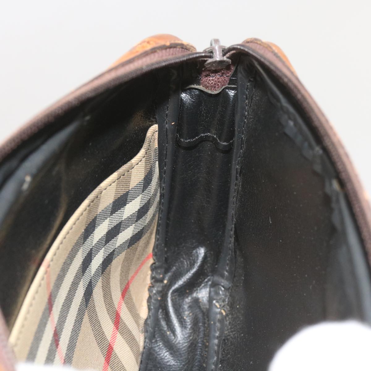 BurberrySs Nova Check Clutch Bag Canvas Beige Brown Auth ac2697