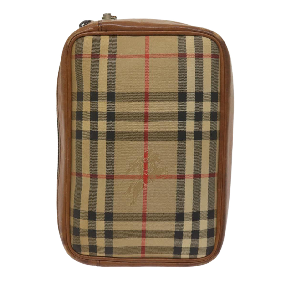 BurberrySs Nova Check Clutch Bag Canvas Beige Brown Auth ac2697
