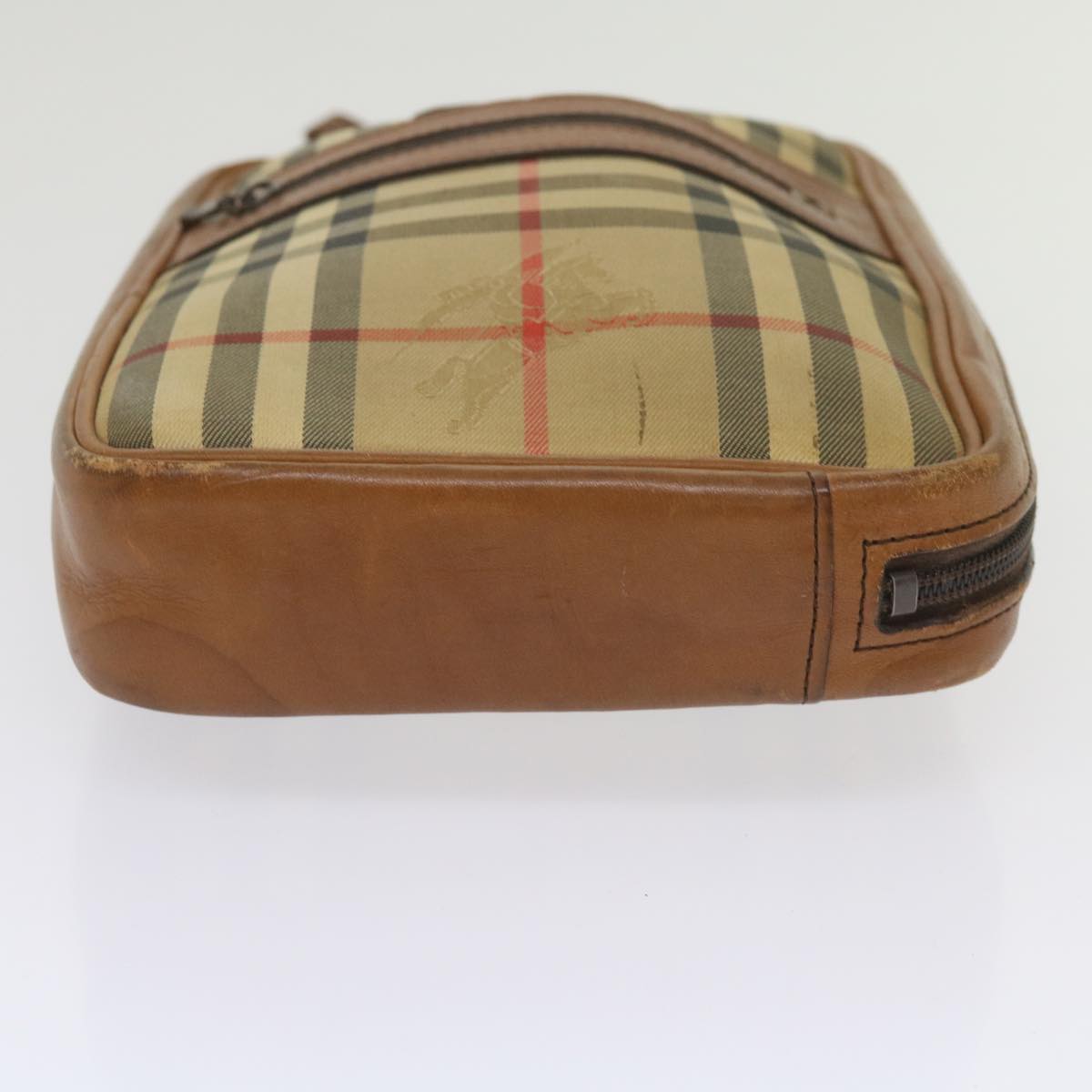 BurberrySs Nova Check Clutch Bag Canvas Beige Brown Auth ac2697