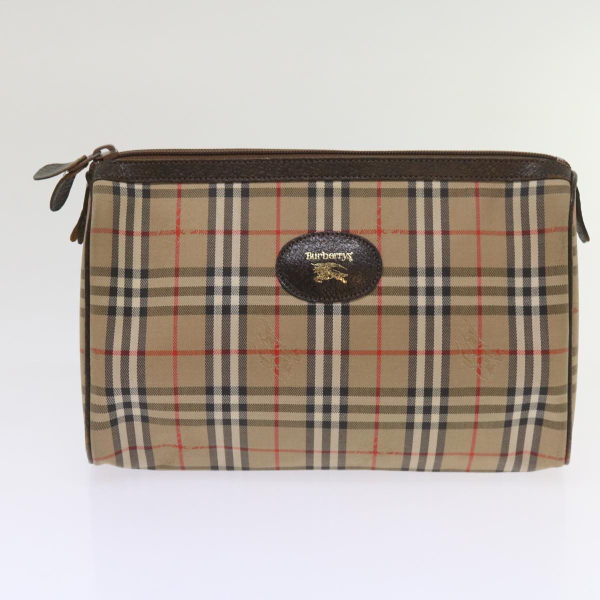 BurberrySs Nova Check Clutch Bag Canvas 2Set Beige Brown Auth ac2698