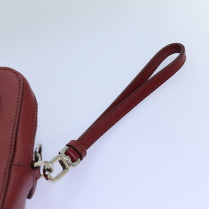 PRADA Safiano leather Clutch Bag Red Auth ac2882