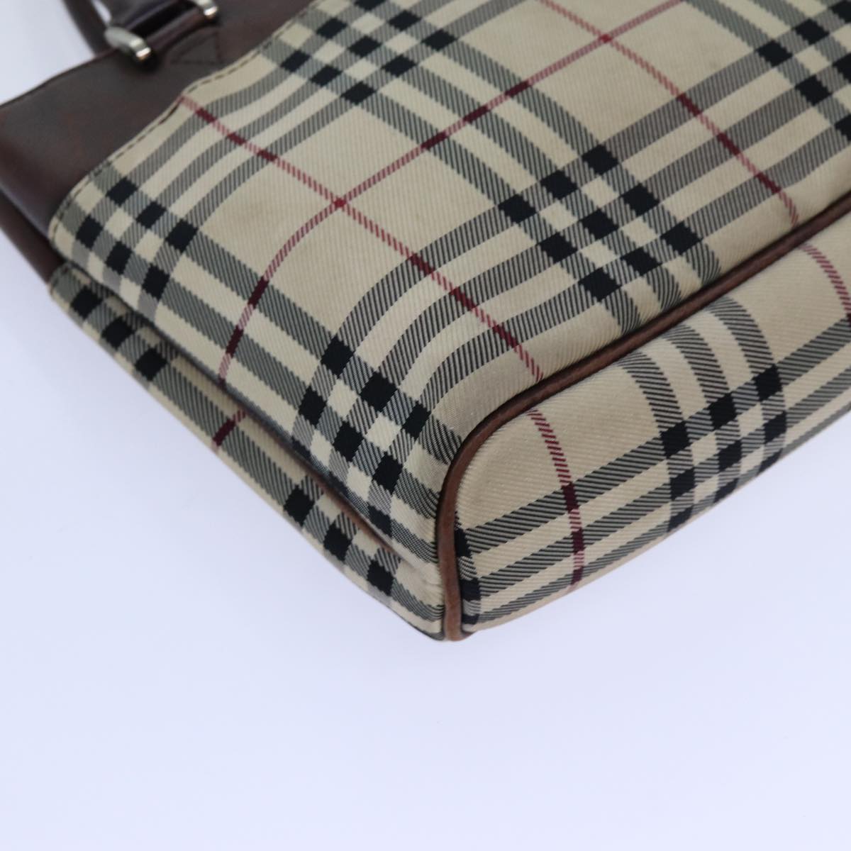 Burberry Nova Check Hand Bag Canvas Beige Auth ac2920