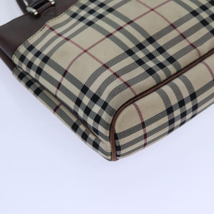 Burberry Nova Check Hand Bag Canvas Beige Auth ac2920