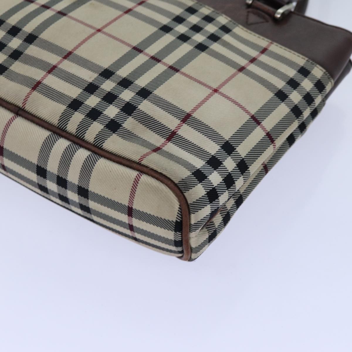 Burberry Nova Check Hand Bag Canvas Beige Auth ac2920