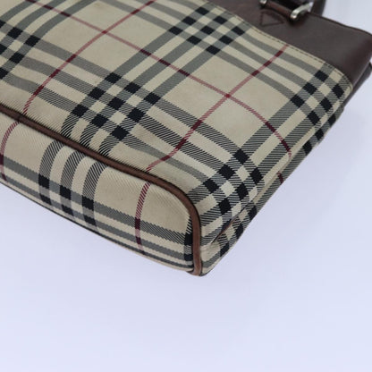 Burberry Nova Check Hand Bag Canvas Beige Auth ac2920