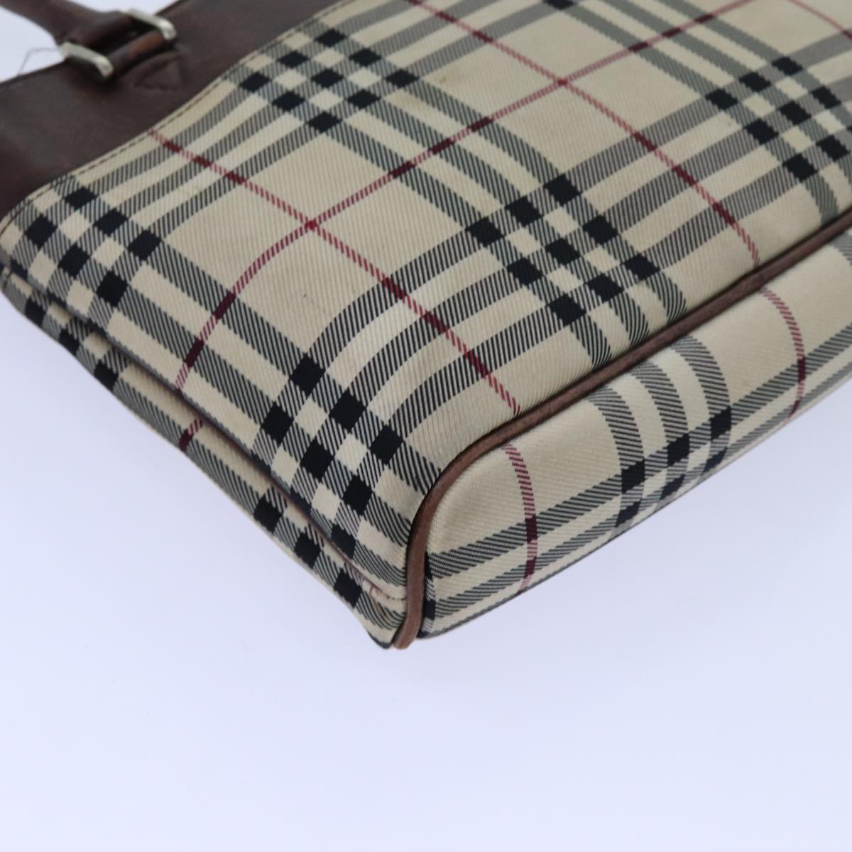 Burberry Nova Check Hand Bag Canvas Beige Auth ac2920