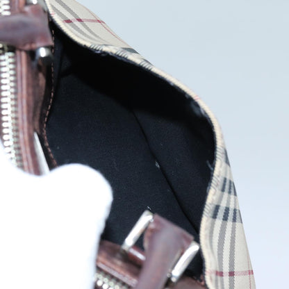 Burberry Nova Check Hand Bag Canvas Beige Auth ac2920