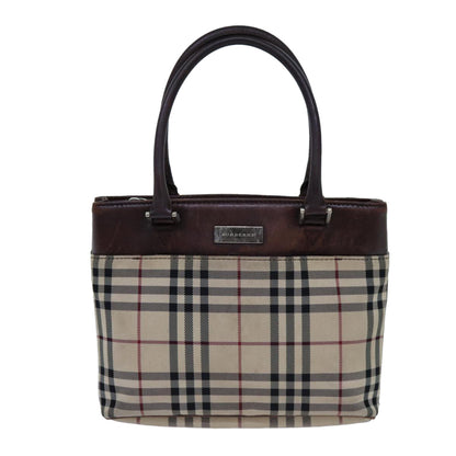 Burberry Nova Check Hand Bag Canvas Beige Auth ac2920