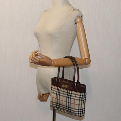 Burberry Nova Check Hand Bag Canvas Beige Auth ac2920