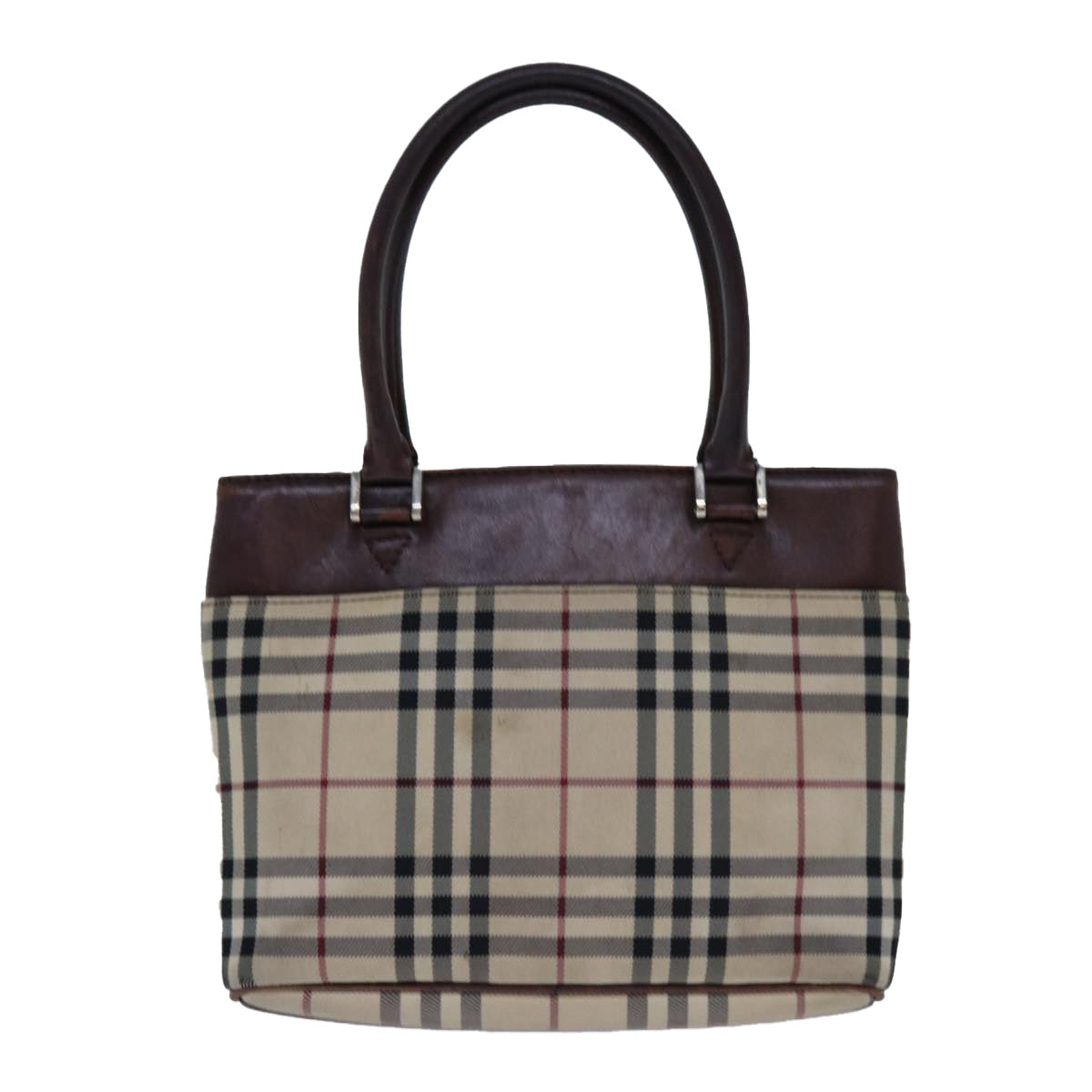 Burberry Nova Check Hand Bag Canvas Beige Auth ac2920