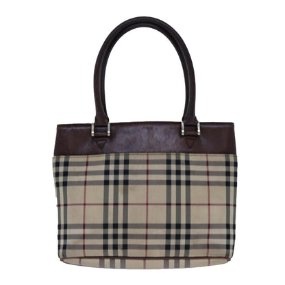 Burberry Nova Check Hand Bag Canvas Beige Auth ac2920