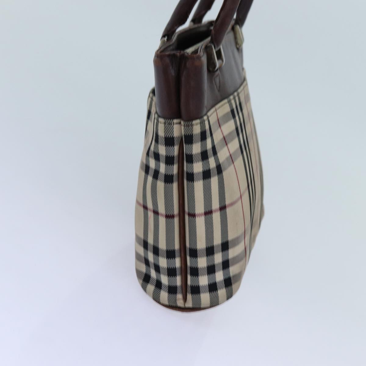 Burberry Nova Check Hand Bag Canvas Beige Auth ac2920