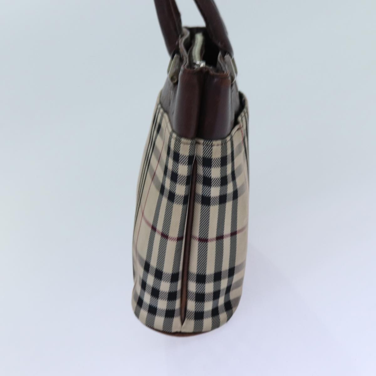 Burberry Nova Check Hand Bag Canvas Beige Auth ac2920