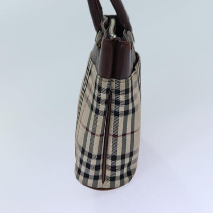 Burberry Nova Check Hand Bag Canvas Beige Auth ac2920