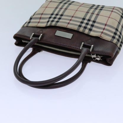 Burberry Nova Check Hand Bag Canvas Beige Auth ac2920