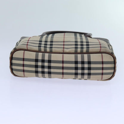 Burberry Nova Check Hand Bag Canvas Beige Auth ac2920