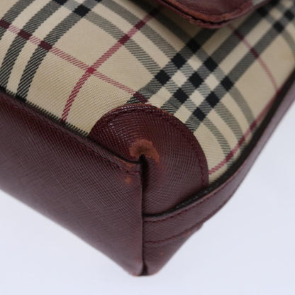 Burberry Nova Check Shoulder Bag Canvas Red Auth ac2926