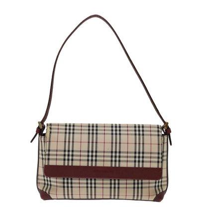 Burberry Nova Check Shoulder Bag Canvas Red Auth ac2926