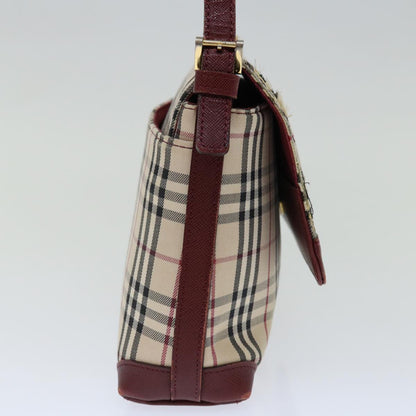Burberry Nova Check Shoulder Bag Canvas Red Auth ac2926