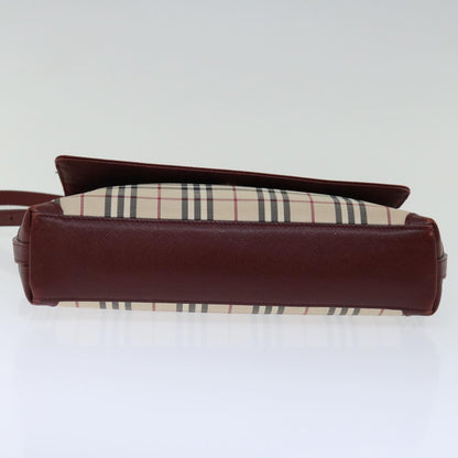 Burberry Nova Check Shoulder Bag Canvas Red Auth ac2926