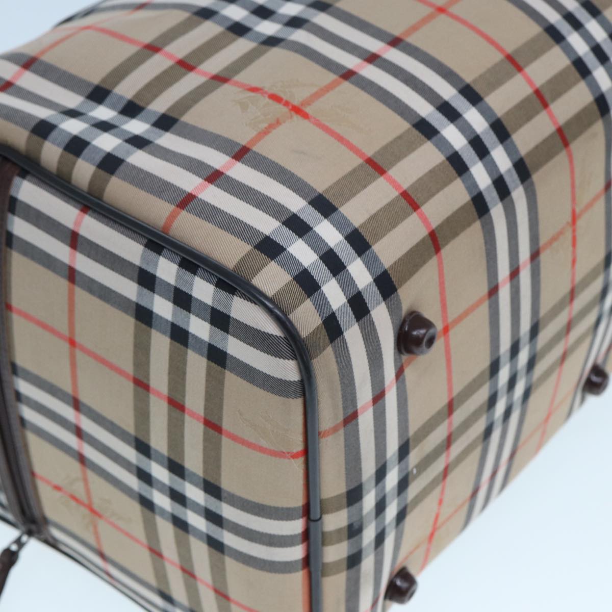 BURBERRYSs Nova Check Boston Bag Canvas Beige Auth ac3072