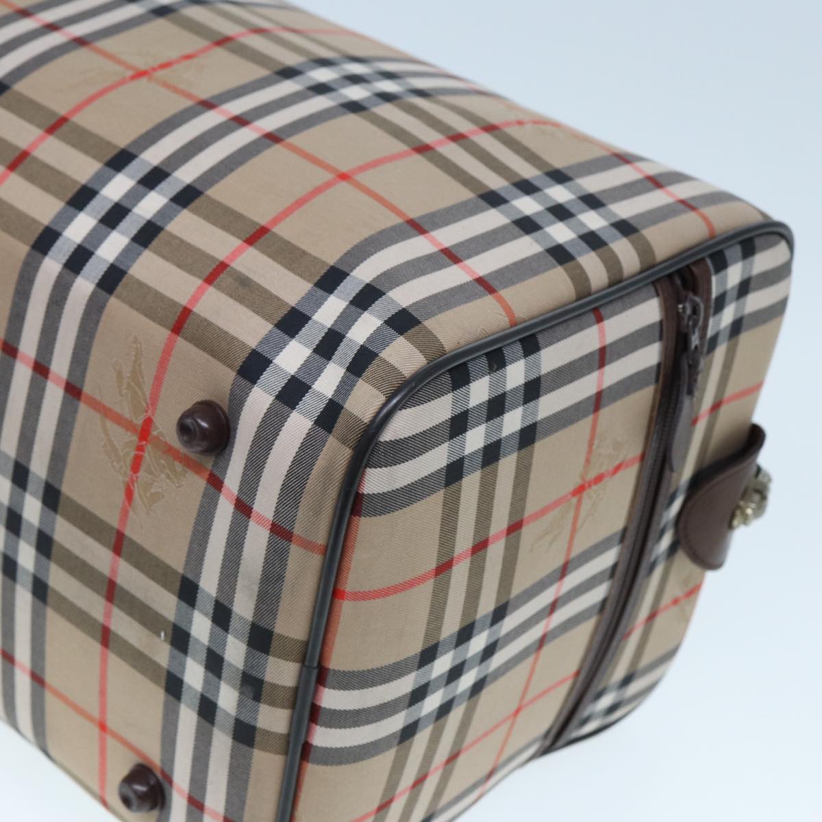 BURBERRYSs Nova Check Boston Bag Canvas Beige Auth ac3072