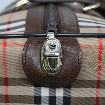 BURBERRYSs Nova Check Boston Bag Canvas Beige Auth ac3072