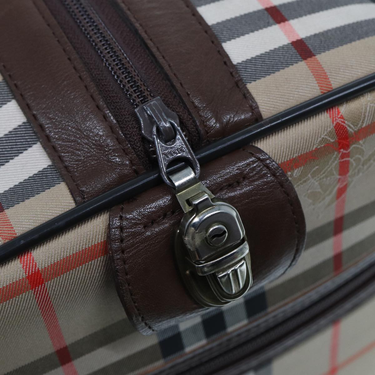 BURBERRYSs Nova Check Boston Bag Canvas Beige Auth ac3072