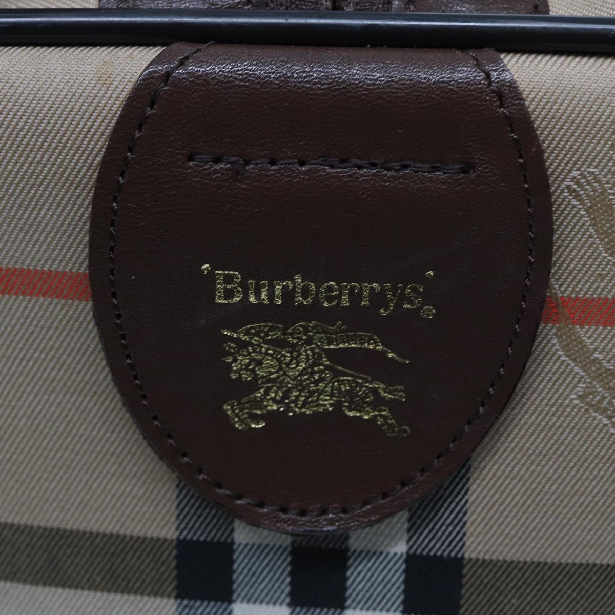 BURBERRYSs Nova Check Boston Bag Canvas Beige Auth ac3072