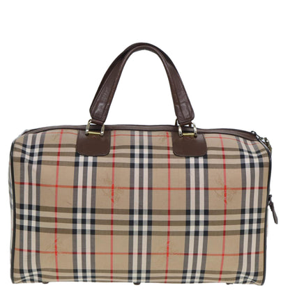 BURBERRYSs Nova Check Boston Bag Canvas Beige Auth ac3072