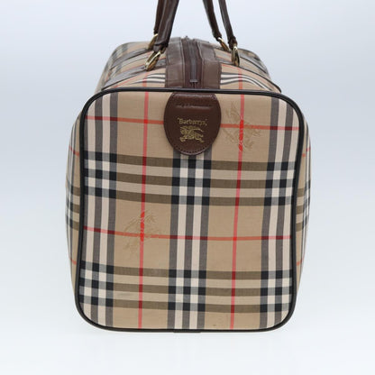 BURBERRYSs Nova Check Boston Bag Canvas Beige Auth ac3072