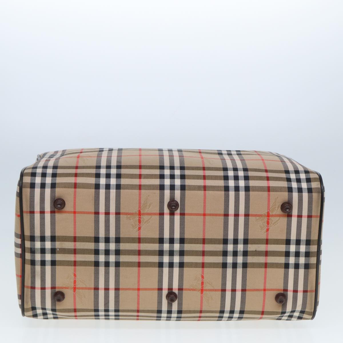 BURBERRYSs Nova Check Boston Bag Canvas Beige Auth ac3072