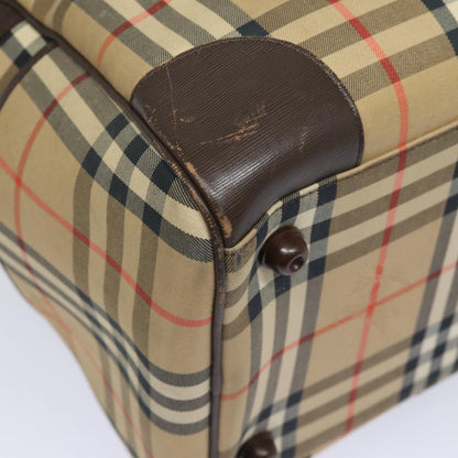 BURBERRYSs Nova Check Boston Bag Canvas Beige Auth ac3128