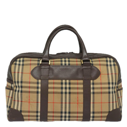 BURBERRYSs Nova Check Boston Bag Canvas Beige Auth ac3128