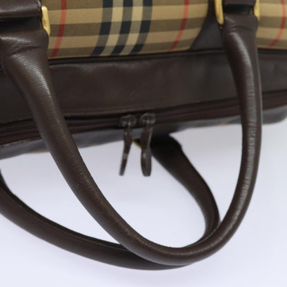 BURBERRYSs Nova Check Boston Bag Canvas Beige Auth ac3128