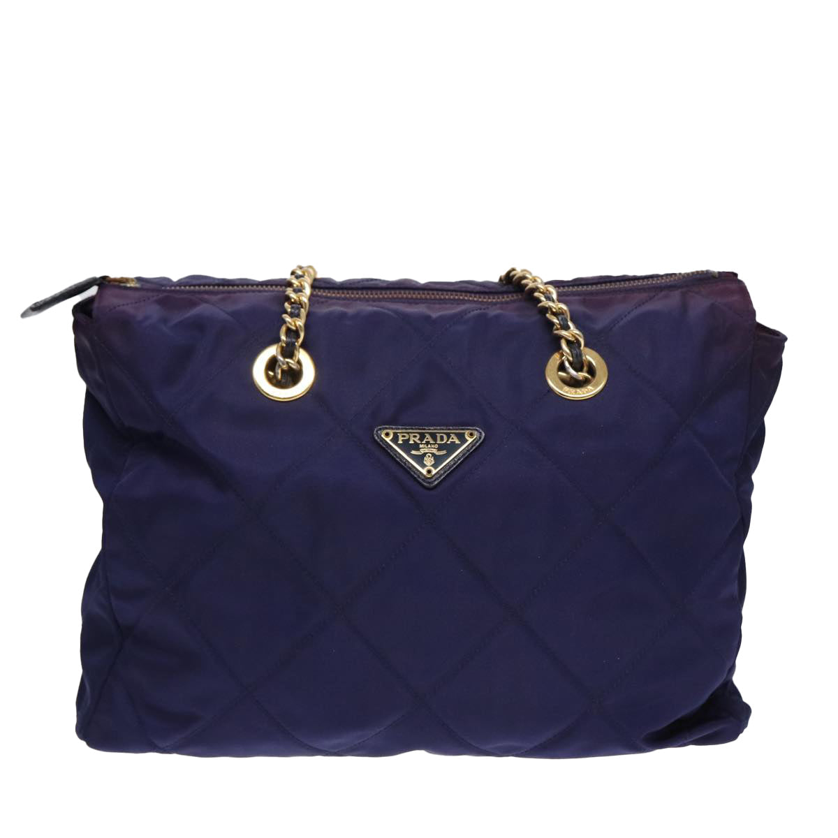 PRADA Chain Shoulder Bag Nylon Purple Auth ac3138