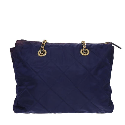 PRADA Chain Shoulder Bag Nylon Purple Auth ac3138