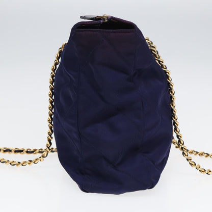 PRADA Chain Shoulder Bag Nylon Purple Auth ac3138