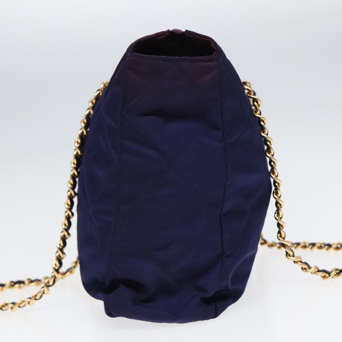 PRADA Chain Shoulder Bag Nylon Purple Auth ac3138