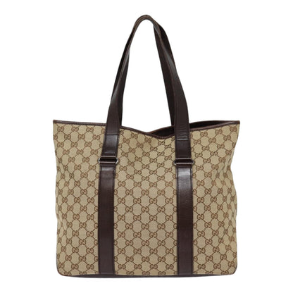 GUCCI GG Canvas Tote Bag Beige Silver 145971 Auth ac3208