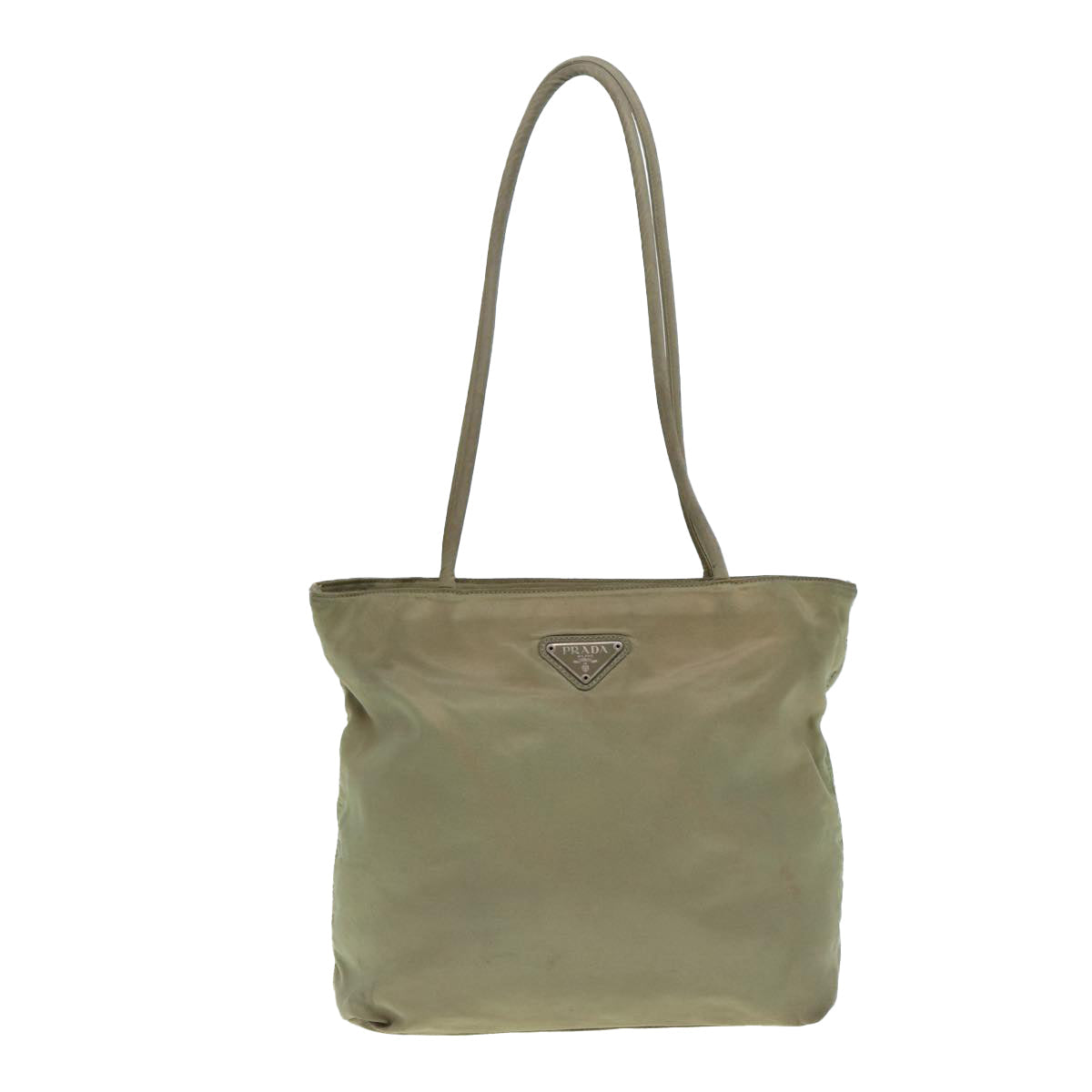 PRADA Tote Bag Nylon Beige Auth ac3213