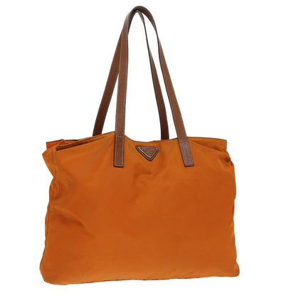 PRADA Tote Bag Nylon Orange Silver Auth ac3237