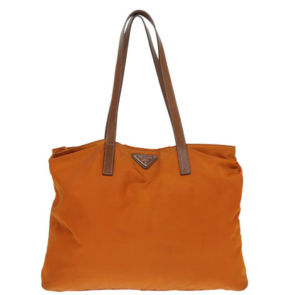 PRADA Tote Bag Nylon Orange Silver Auth ac3237